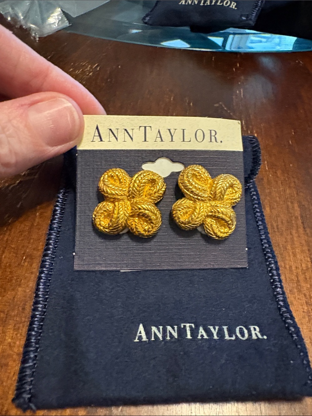 Ann Taylor Gold Flower Knot Clip  Earrings